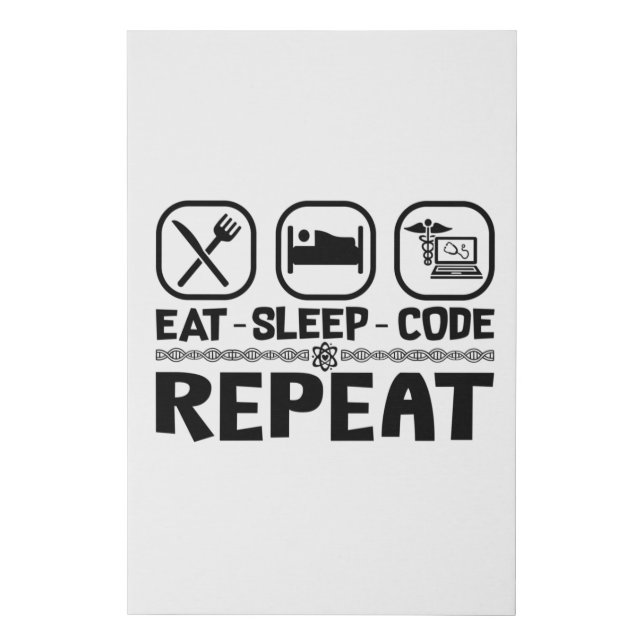 Eat Sleep Code Repeat Medical Coder Coding Gift Faux Canvas Print (Front)