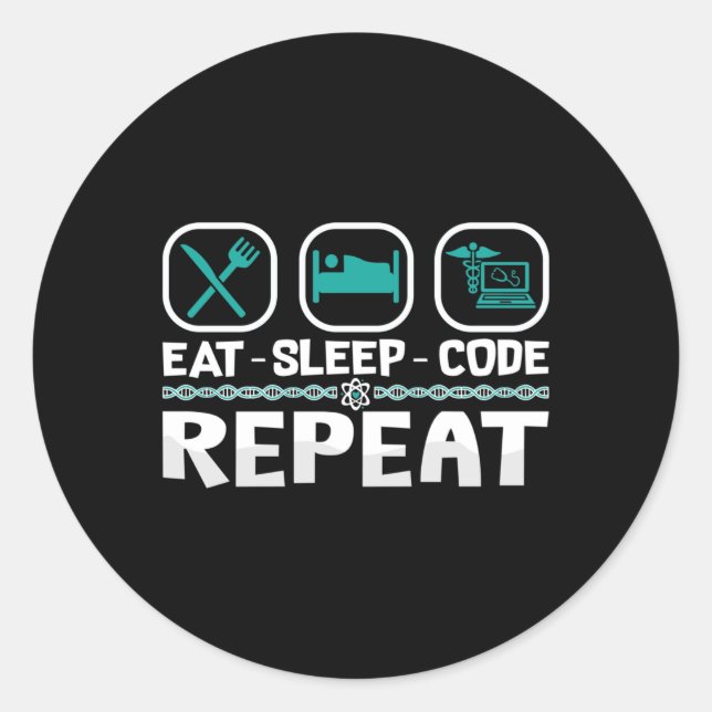 Eat Sleep Code Repeat Medical Coder ICD Coding Classic Round Sticker (Front)