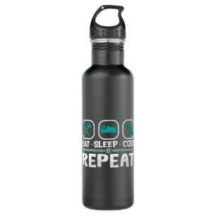 Eat Sleep Code Repeat Medical Coder ICD Coding Stainless Steel Water Bottle