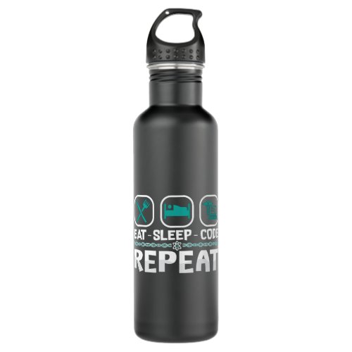 Eat Sleep Code Repeat Medical Coder ICD Coding Stainless Steel Water Bottle