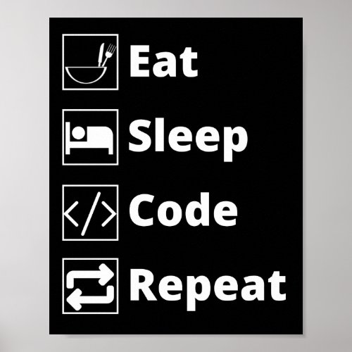 Eat Sleep Code Repeat Poster