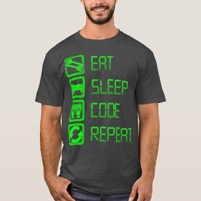 Eat Sleep Code Repeat   Programming and Coding T-Shirt (Front)