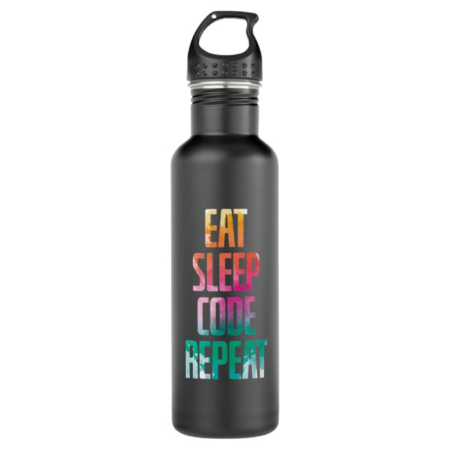 Eat Sleep Code Repeat Stainless Steel Water Bottle (Front)