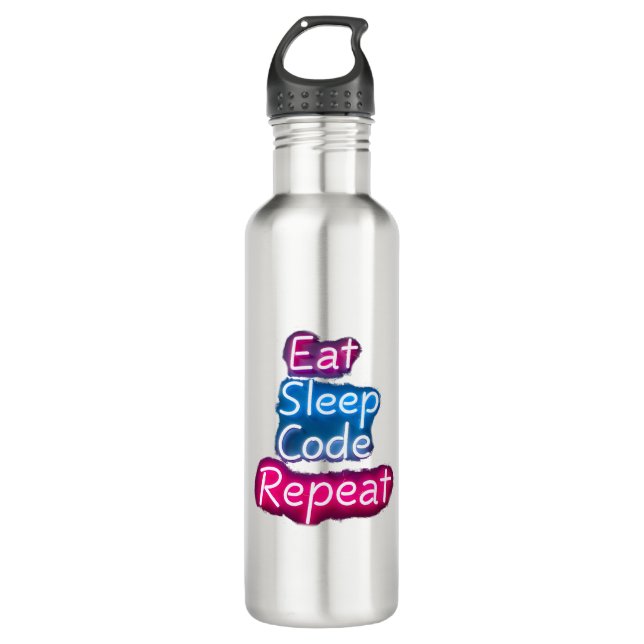 Eat Sleep Code Repeat  Stainless Steel Water Bottle (Front)