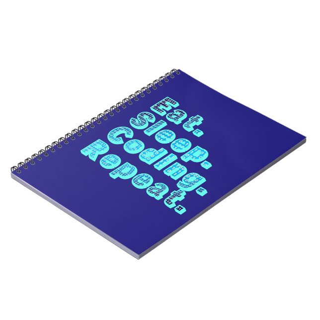 Eat Sleep Coding Repeat - Funny Tech Humor Notebook (Left Side)