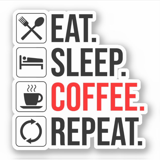 Eat. Sleep. Coffee. Repeat Sticker (Front)