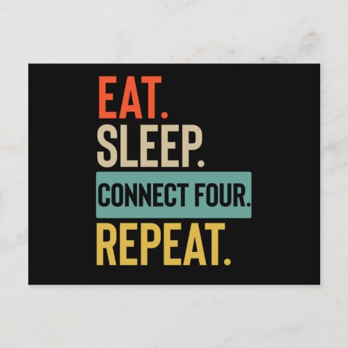 Eat Sleep connect four Repeat retro vintage colors Postcard