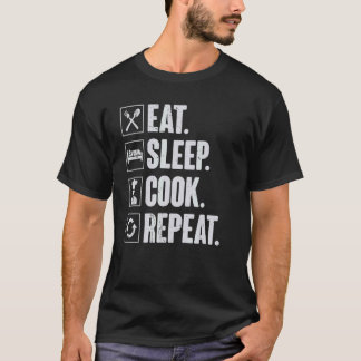 Eat Sleep Cook Repeat Retro Cook Cooking Chef T-Shirt
