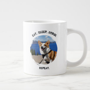'Eat. Sleep. Corgi. Repeat.' Customizable Photo Giant Coffee Mug