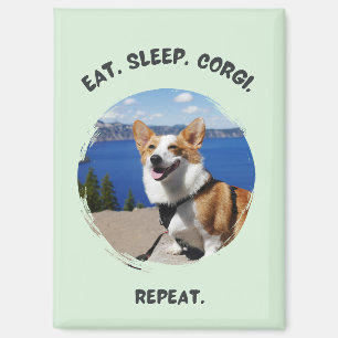 'Eat. Sleep. Corgi. Repeat.' Customizable Photo Magnet