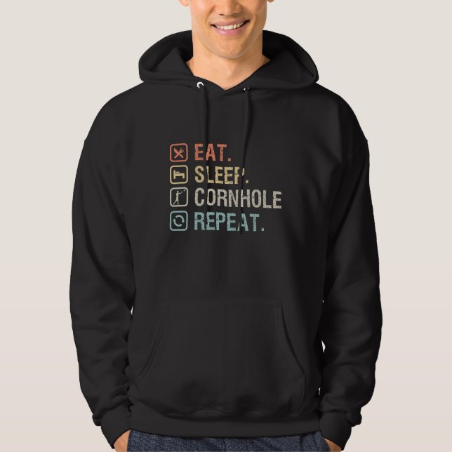 Eat Sleep Cornhole Repeat - Funny Gift Hoodie (Front)