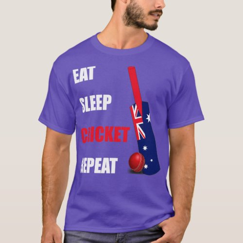 Eat Sleep Cricket Repeat Australia Flag  T_Shirt