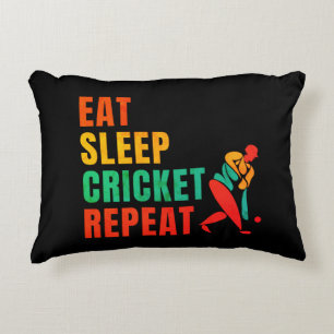 EAT SLEEP CRICKET REPEAT- CRICKET LOVER ACCENT PILLOW