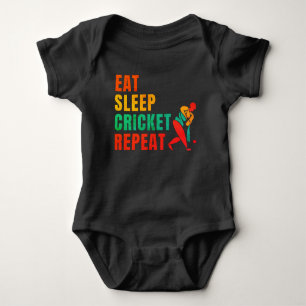 EAT SLEEP CRICKET REPEAT- CRICKET LOVER BABY BODYSUIT