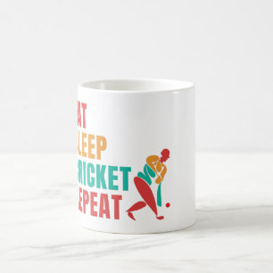 EAT SLEEP CRICKET REPEAT- CRICKET LOVER COFFEE MUG