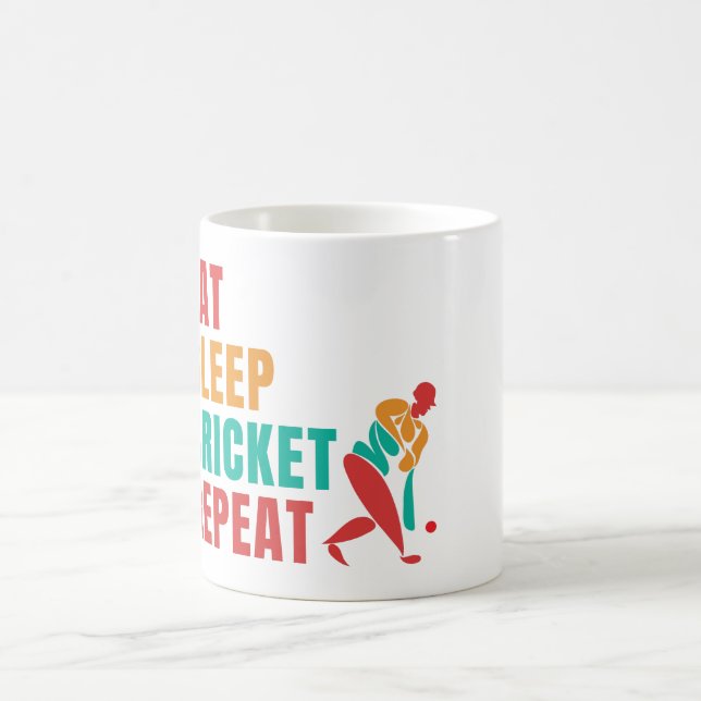 EAT SLEEP CRICKET REPEAT- CRICKET LOVER COFFEE MUG (Center)