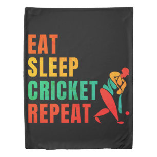 EAT SLEEP CRICKET REPEAT- CRICKET LOVER DUVET COVER
