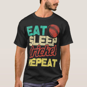 Eat Sleep Cricket Repeat Cricketer Batsman Batting T-Shirt