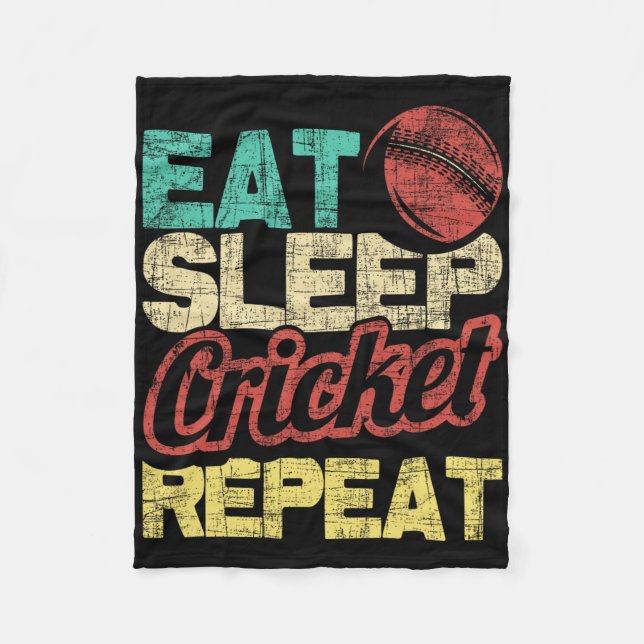Eat Sleep Cricket Repeat - Cricketer Tsman Tting B Fleece Blanket (Front)