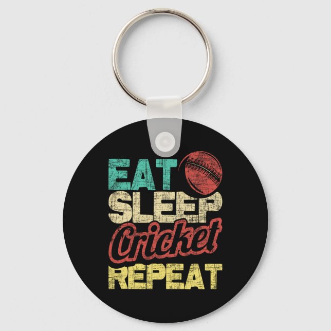 Eat Sleep Cricket Repeat - Cricketer Tsman Tting B Keychain (Front)