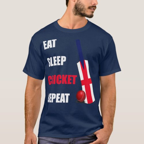 Eat Sleep Cricket Repeat England Flag  T_Shirt