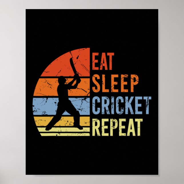 Eat Sleep Cricket Repeat - Funny Cricket Game Men  Poster (Front)
