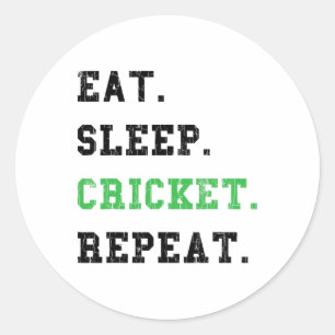 Eat Sleep Cricket Repeat Funny Graphic For Player Classic Round Sticker
