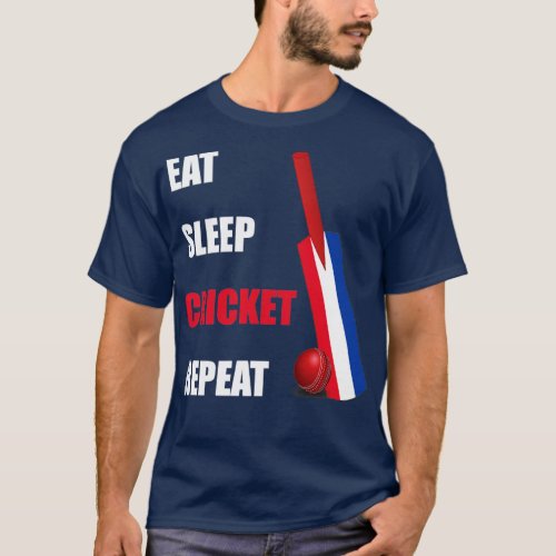 Eat Sleep Cricket Repeat Netherlands Flag Cricket  T_Shirt
