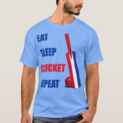 Eat Sleep Cricket Repeat Netherlands Flag Cricket  T_Shirt