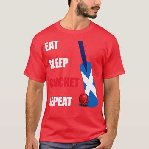 Eat Sleep Cricket Repeat Scotland Flag  T_Shirt