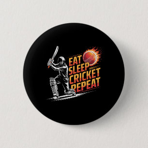 Eat Sleep Cricket Repeat Sports Lover Cricket Fan Button