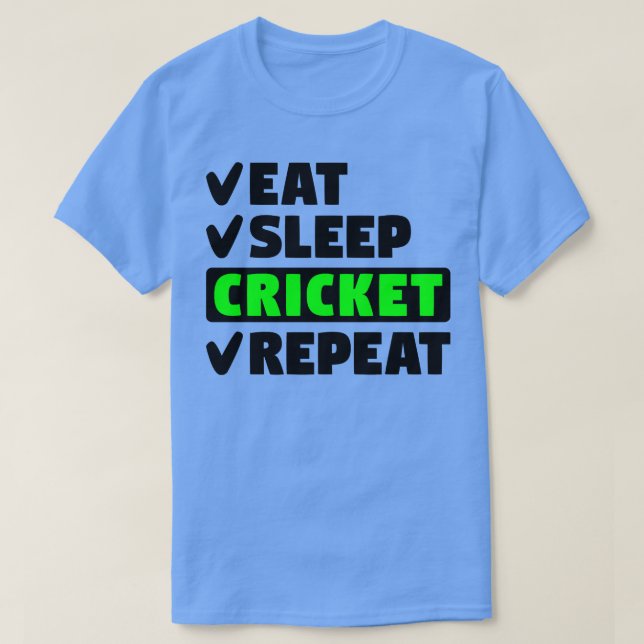 Eat sleep cricket repeat T-Shirt (Design Front)