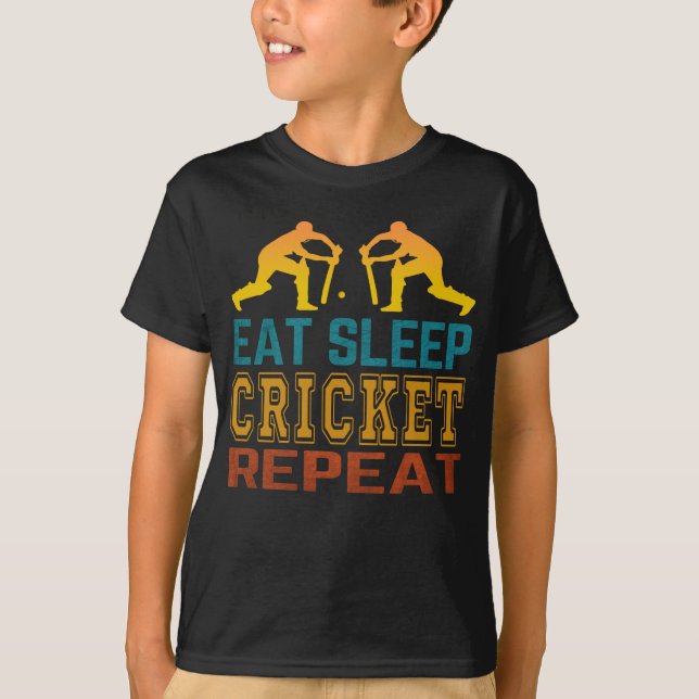 Eat Sleep Cricket Repeat T-Shirt (Front)