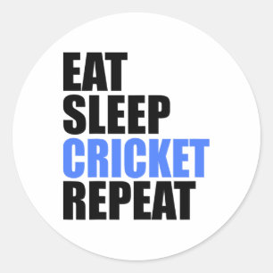 Eat Sleep Cricket Repeat Team League Amateur Profe Classic Round Sticker