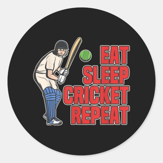 Eat Sleep Cricket Retro Cricket Ball Sport Player Classic Round Sticker (Front)