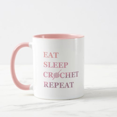 eat sleep crochet repeat funny quotes mug
