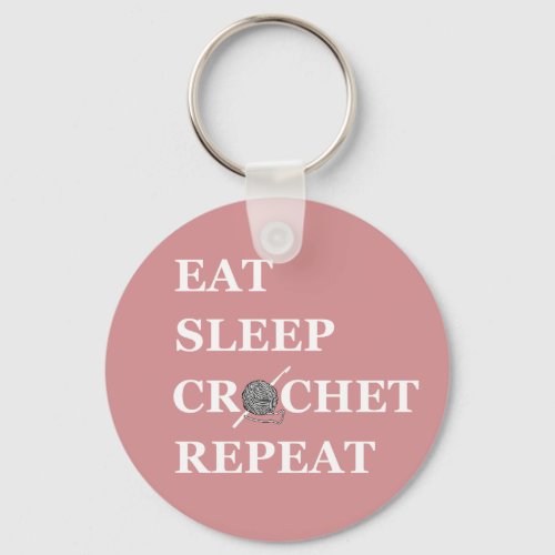 eat sleep crochet repeat keychain