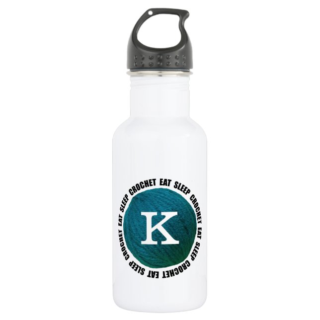 Eat Sleep Crochet • Yarn Monogram Water Bottle (Front)