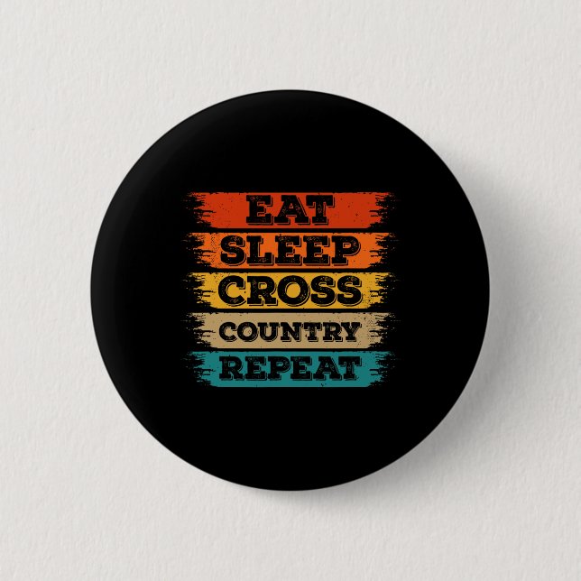 Eat Sleep Cross Country Repeat Skier Winter Sports Button (Front)