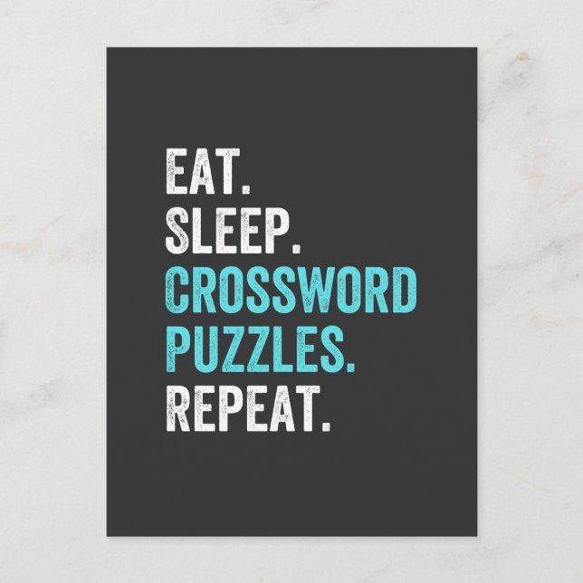 Eat.Sleep. Crossword Puzzles. Repeat. Postcard (Front)