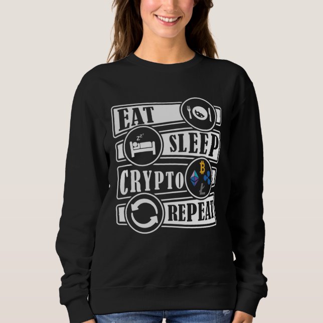 Eat Sleep Crypto Repeat DeFI Investing Trading Sweatshirt (Front)