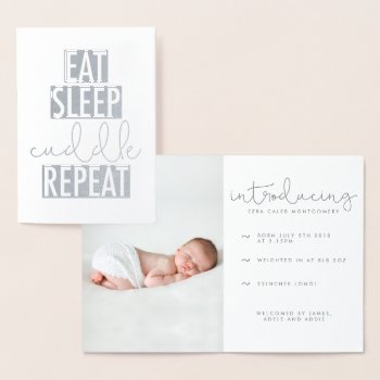 Eat  Sleep  Cuddle  Repeat Foil Card by Stacy_Cooke_Art at Zazzle