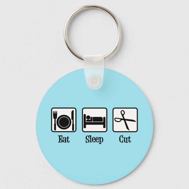 Eat Sleep Cut Hair Keychain (Front)