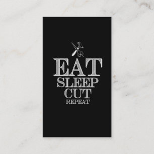 Eat Sleep Cut Repeat - Barber and Straight Razor Business Card