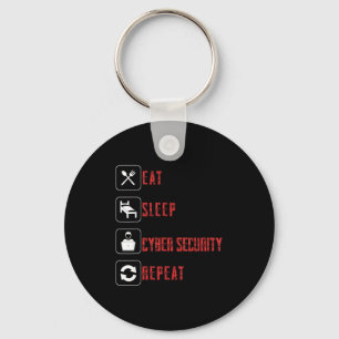 Eat Sleep Cyber Security Repeat Ethical Hacker Hum Keychain