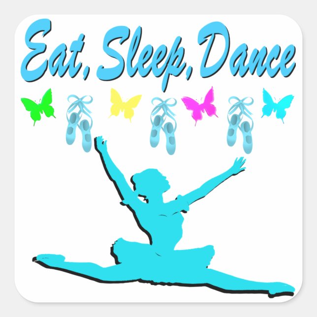 EAT, SLEEP, DANCE BALLERINA DESIGN SQUARE STICKER (Front)