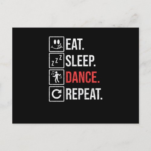 Eat Sleep Dance Repeat Dancers Dancing Day Graphic Invitation Postcard