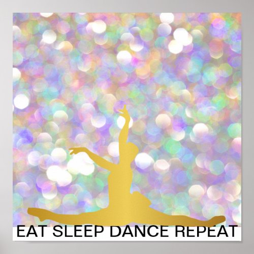 Eat Sleep Dance Repeat Pink Rose Mint Classic Ball Poster