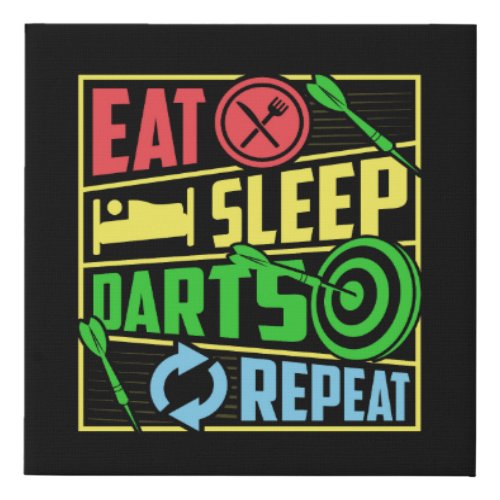 Eat Sleep Darts Repeat _ Funny Dart 10 x 10 Faux Canvas Print