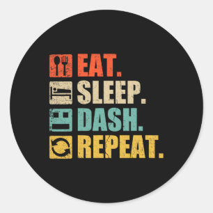 Eat Sleep Dash Repeat Video Game Classic Round Sticker